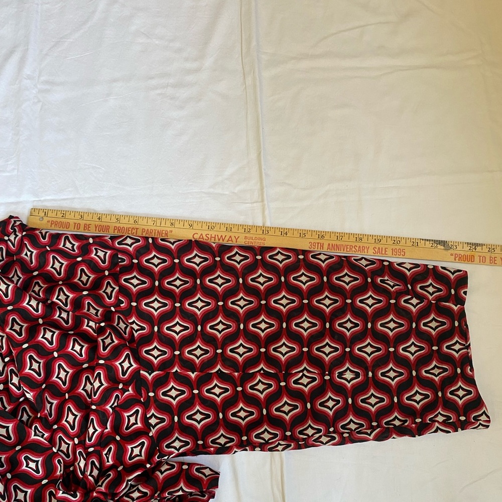 Womens Art Deco All Over Geometric Pattern Drape Collar Wrap Blouse Medium Boho - Picture 15 of 16